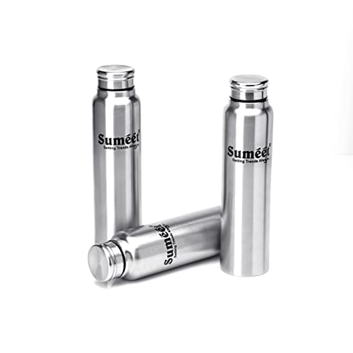 Sumeet Slim Stainless Steel Leak-Proof Water Bottle / Fridge Bottle - 550ml - Pack of 3