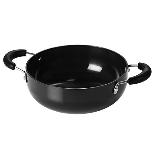 Sumeet 3mm Hard Aluminium Anodized Deep Kadhai (Size: 185mm, 1 L, Black)