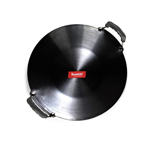 Sumeet Pre Seasoned Iron Concave Roti / Paratha Tawa 2.5mm Thick (Double Side Handle) 27.6cm