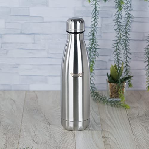 Sumeet Stainless Steel Double Walled Flask / Water Bottle, 24 Hours Hot and Cold, 500 ml, Silver