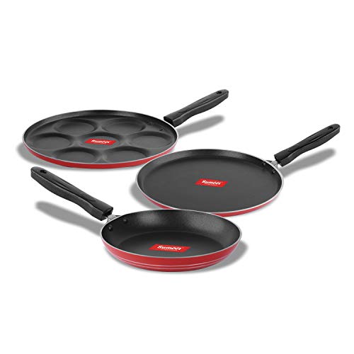 Sumeet 2.6mm Thick Non-Stick Redford Combo Set (Dosa Tawa – 26.5cm Dia + Multi Snack Maker – 26.5cm Dia + Tapper pan – 20cm Dia)