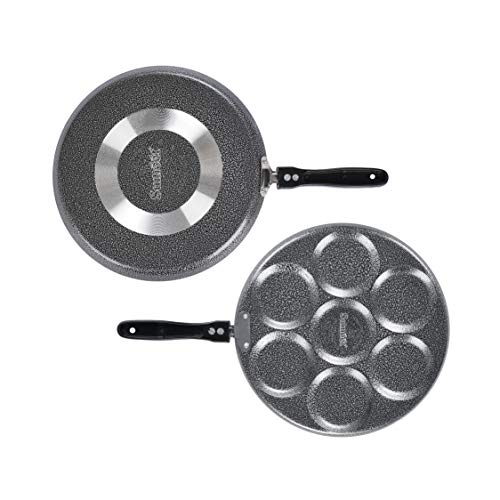 Sumeet NonStick Zilver Cookware Set (Dosa Tawa - 26.5Cm Dia + Multi Snack Maker - 7 Cavity - 26.5Cm Dia)