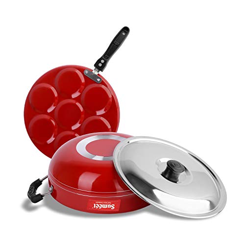 Sumeet 2.6mm Thick Non-Stick Rasberry Cookware Set (Multi Snack Maker – 26.5cm Dia + Kadhai with Lid – 1.5Ltr Capacity- 20cm Dia)