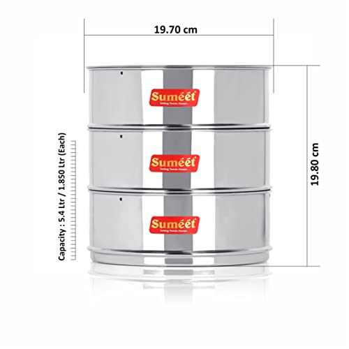 Sumeet Stainless Steel Deep Stackable Container/Separator with Lid Suitable for 9 LTR & 10 LTR Outer Lid Cooker