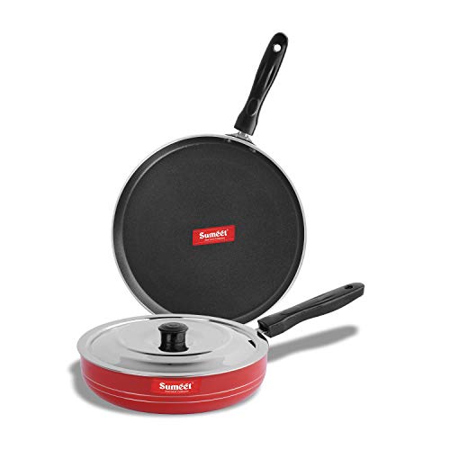 Sumeet 2.6mm Thick Non-Stick Red Chilli Cookware Set (Dosa Tawa – 26.5cm Dia + Fry pan – 1.5Ltr Capacity – 21cm Dia)