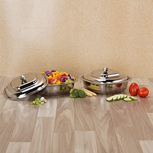 Sumeet Stainless Steel Square Serving Bowl / Curry Bowl / Gravy Pot with lid