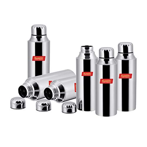 Sumeet Stainless Steel Airtight and Leak Proof Fridge Water Bottle 750Ml, Set of 6pc