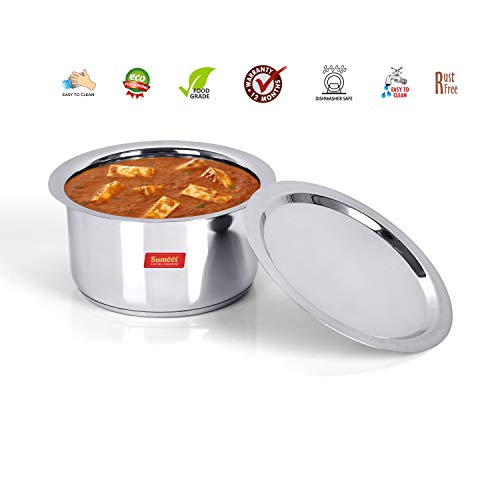Sumeet Stainless Steel Induction Bottom (Encapsulated Bottom) Tope with Lid, 3.5Ltr, 24.7cm Dia, Silver