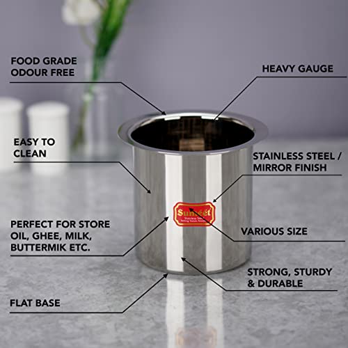 Sumeet Stainless Steel Ganj / Milk Boiler / Milk Pot /Long Tapeli Set of 3 Pieces (400ml, 550ml, 750ml), Silver