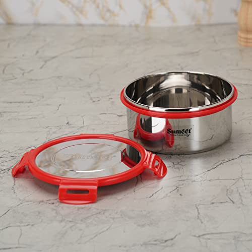 Sumeet Airtight & Leak Proof Steelexo S.S. Container/Lunch Box with Stainless Steel Lid Set Pack of 1Pc (900ML, 14.5CM) - Silver