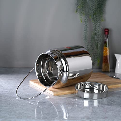Sumeet Stainless Steel Akhand - Jointless Milk Can/Oil Can/Milk Barni/Oil Pot with Lid, 5000ML Capacity, 18Cm Dia, Silver