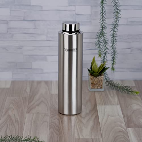 Sumeet Stainless Steel Leak-Proof Water Bottle / Fridge Bottle 1000ML - Pack of 1, Silver
