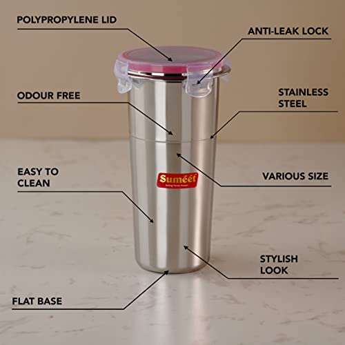 Stainless Steel Airtight Dust Proof Big Glass / Tumbler with Lid