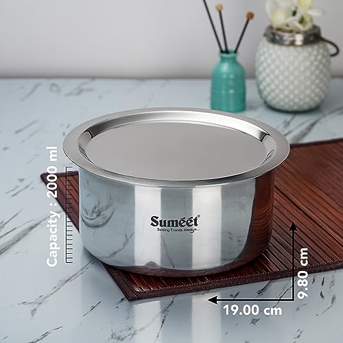 Sumeet 3mm Thick Aluminum Tope with Lid, 1.7Ltr, 19.6cm Dia