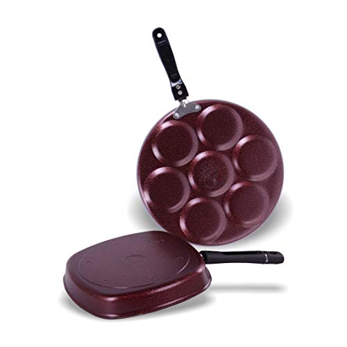 Sumeet Nonstick Granite Finish 2Pcs Zinger cookware Set (Grill Pan 22cm Dia + Multi Snack Maker - 7 Cavity - 26.5cm Dia)