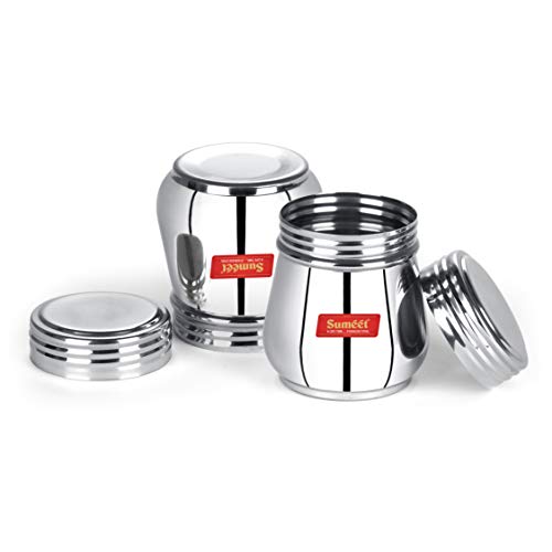 Sumeet Stainless Steel Coffee Tea Sugar Jar Set - 250 ml, Set of 2