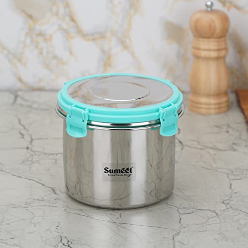 Sumeet Airtight & Leak Proof Steelexo Stainless Steel Storage Container with Lid Pack of 1Pc (1100ML) - Silver