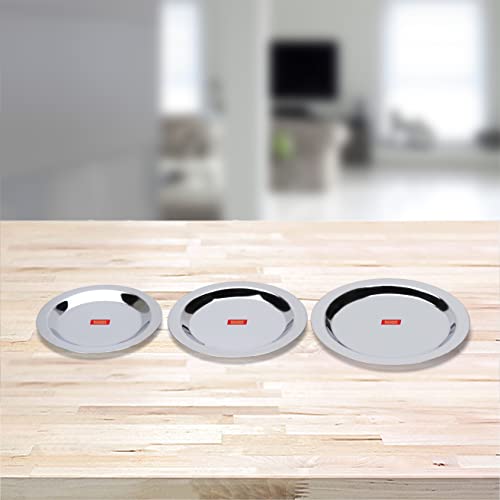 Sumeet Stainless Steel Heavy Gauge Ciba/Lids/Tope/Cheeba Cover Set of 3 Pcs (Small Size 12.3cm, 13.8cm, 15.5cm)
