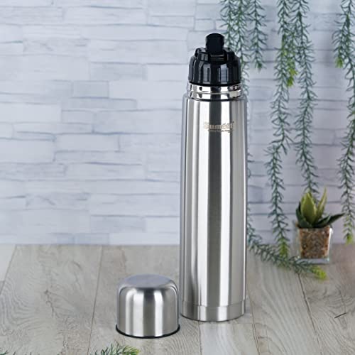 Sumeet Double Walled Flask / Water Bottle with Flip Lid 24 Hours Hot and Cold - 1000ml - 1Pc