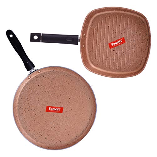 Sumeet Aluminium Kitchen Set, 1.1 L Grill Pan, 2 Piece (Peach)
