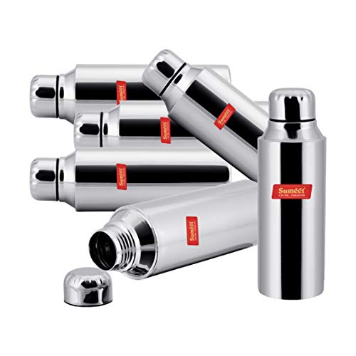 Sumeet Stainless Steel Airtight and Leak Proof Fridge Water Bottle 750Ml, Set of 6pc
