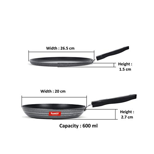 Sumeet NonStick Plata Cookware Set (Dosa Tawa - 26.5Cm Dia + Tapper pan - 0.6Ltr - 20Cm Dia)
