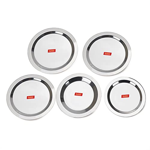 Sumeet Stainless Steel Heavy Gauge Ciba/Lids/Tope/Cheeba Cover Set of 5 Pcs (12.3cm, 13.8cm, 15.5cm, 16.7cm, 18.5cm)