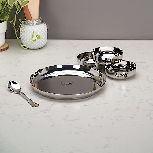 Sumeet Stainless Steel Snack Serve/Namkeen Set of 5PC, Silver