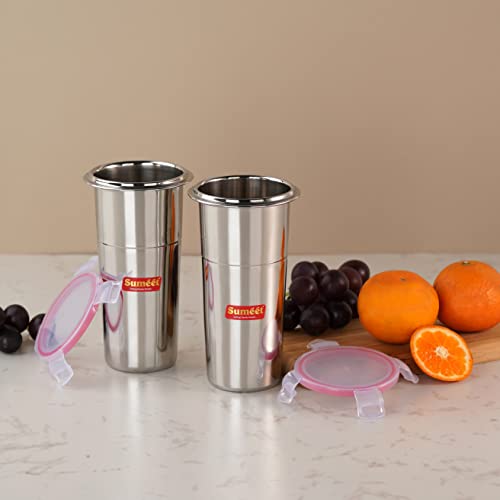 Stainless Steel Airtight Dust Proof Big Glass / Tumbler with Lid