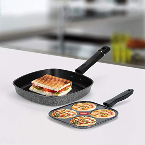 Sumeet NonStick Lacag Cookware Set (Grill Pan-22cm Dia + Mini Multi Snack Maker - 4 Cavity -19.5cm)