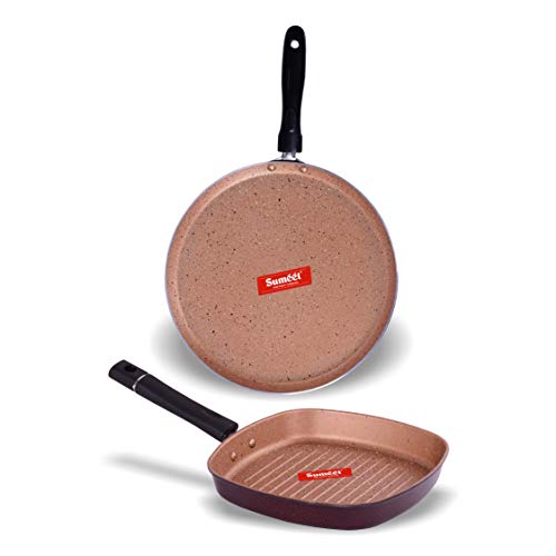 Sumeet Aluminium Kitchen Set, 1.1 L Grill Pan, 2 Piece (Peach)