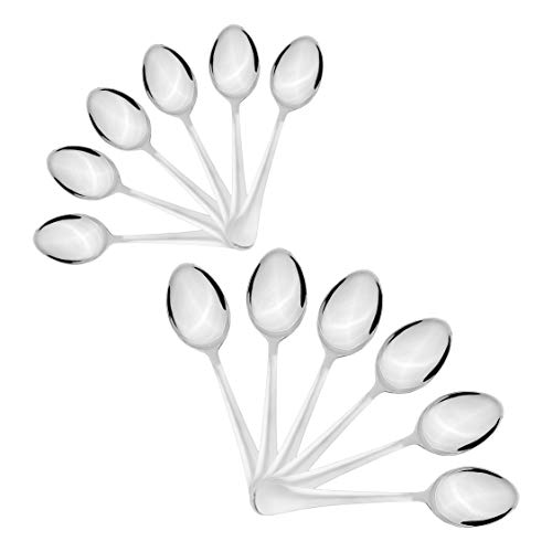 Sumeet Stainless Steel Premium Quality Spoon Set of 12 Pc (Baby/Medium Spoon 6 Pc (16cm L), Dessert/Table Spoon 6 Pc (18.5cm L))– (1.6mm Thick)