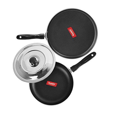 Sumeet 2.6mm Thick Non-Stick Red Chilli Cookware Set (Dosa Tawa – 26.5cm Dia + Fry pan – 1.5Ltr Capacity – 21cm Dia)