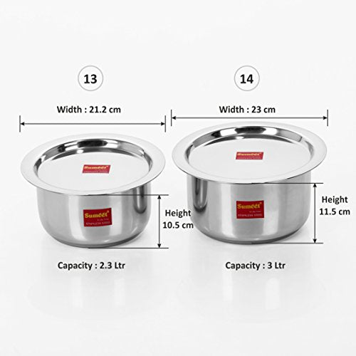 SUMEET Stainless Steel Container Set/tope/cookware Set With Lids, 2 Piece