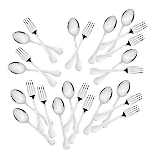 Sumeet Stainless Steel Premium Quality Spoon and Fork Set of 24 Pc (Baby/Medium Spoon 12 Pc (16cm L), Baby/Medium Fork 12 Pc (15.5cm L))– (1.6mm Thick)