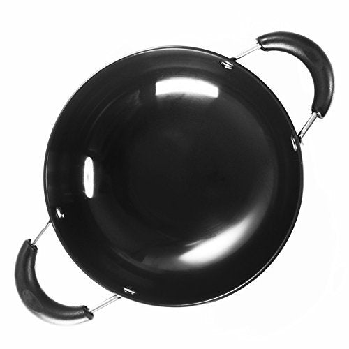 Sumeet 3mm Hard Aluminium Anodized Deep Kadhai (Size: 185mm, 1 L, Black)
