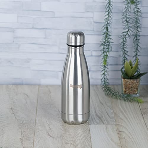 Sumeet Stainless Steel Double Walled Flask / Water Bottle, 24 Hours Hot and Cold, 400 ml, Silver