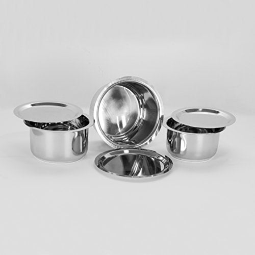 Sumeet 3 Pcs Stainless Steel Induction & Gas Stove Friendly Container Set / Tope / Cookware Set With Lids Size No.10 To No.12
