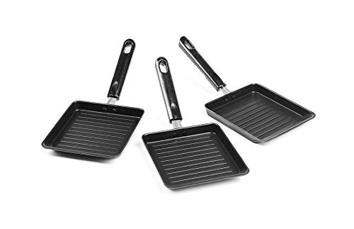 Sumeet Small Wonder Non-Stick Square Mini Grill Pan For Kitchen Set of Three x x cms each)