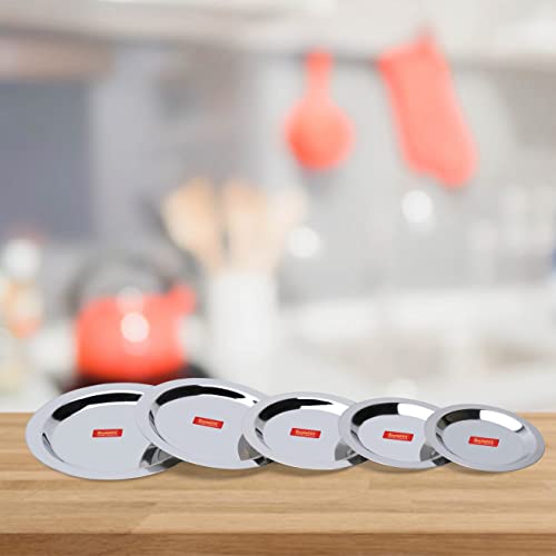 Sumeet Stainless Steel Heavy Gauge Ciba/Lids/Tope/Cheeba Cover Set of 5 Pcs (12.3cm, 13.8cm, 15.5cm, 16.7cm, 18.5cm)
