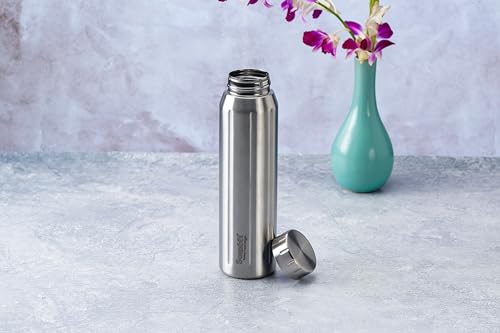 Sumeet Spark-Aqua Stainless Steel Leak Proof Water Bottle Office/School/College/Gym/Picnic/Home/Fridge - 900ml |Pack of 1| Silver