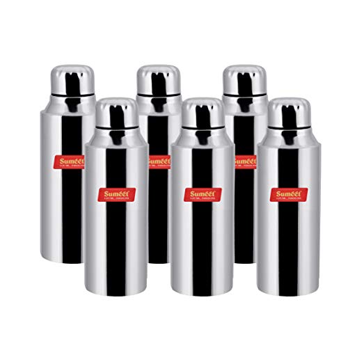 Sumeet Stainless Steel Airtight and Leak Proof Fridge Water Bottle 750Ml, Set of 6pc