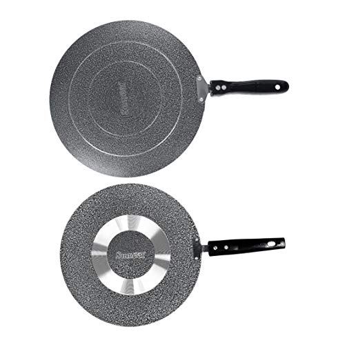 Sumeet NonStick Siliva Cookware Set (Conceve/Roti Tawa - 28Cm Dia + Flat Tawa - 30.5cm Dia)