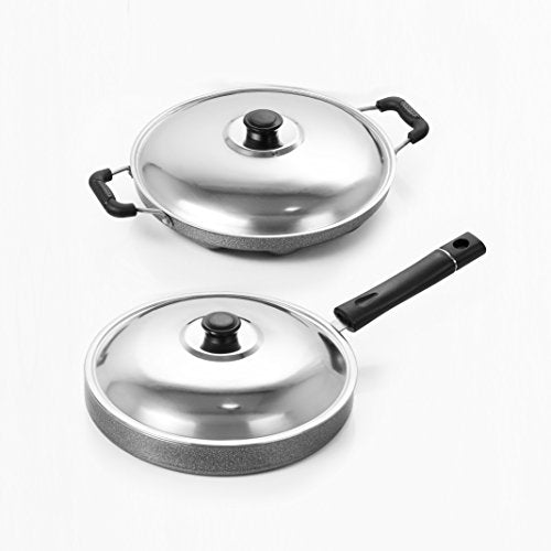 Sumeet Nonstick Crystal Combo Set of Pizza Pan/Grill/Appam Patra (Silver) -12 Pcs