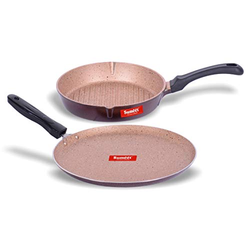 Sumeet Nonstick Granite Finish 2pc Kitchen Set “Favorite” (Dosa Tawa - 26.5cm Dia + Round Grill Pan 25.5cm Dia)