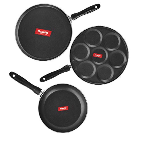 Sumeet 2.6mm Thick Non-Stick Redford Combo Set (Dosa Tawa – 26.5cm Dia + Multi Snack Maker – 26.5cm Dia + Tapper pan – 20cm Dia)