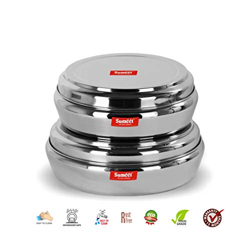 Sumeet Stainless Steel Conical Shape Flat Canisters Set of 2 Pc (Capacity - 1.5 LTR, 2 LTR)