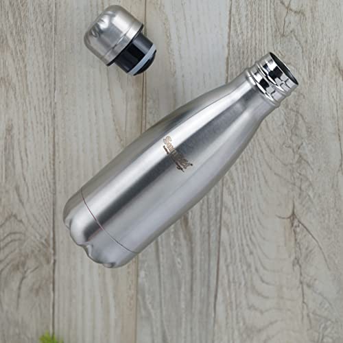 Sumeet Stainless Steel Double Walled Flask / Water Bottle, 24 Hours Hot and Cold, 400 ml, Silver