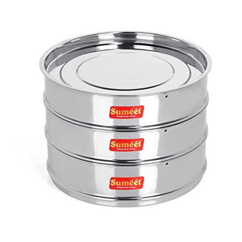 Sumeet Stainless Steel Flat Stackable Container/Separator with Lid Suitable for 7.5 LTR Outer Lid Cooker
