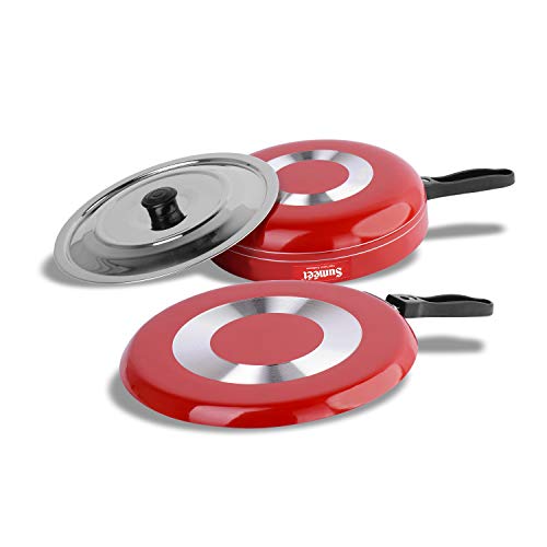 Sumeet 2.6mm Thick Non-Stick Red Chilli Cookware Set (Dosa Tawa – 26.5cm Dia + Fry pan – 1.5Ltr Capacity – 21cm Dia)
